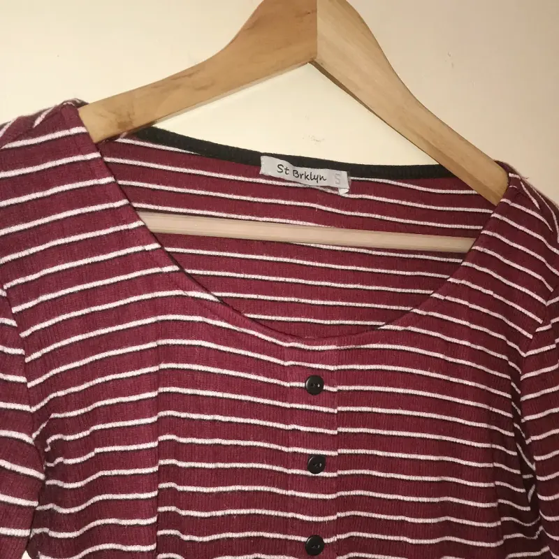 Polera de rayas burdeos manga larga - 5