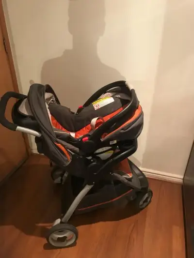 Coche de bebé  Graco, naranja con bandeja - miniatura 5