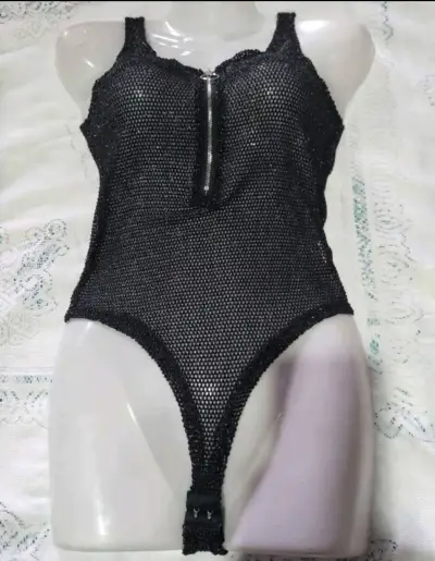 Body de malla con brillitos negro con cierre - miniatura 2