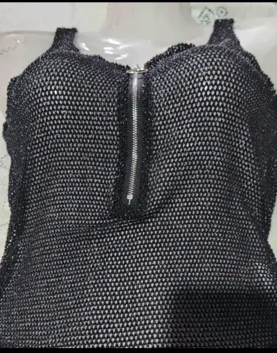 Body de malla con brillitos negro con cierre - miniatura 3
