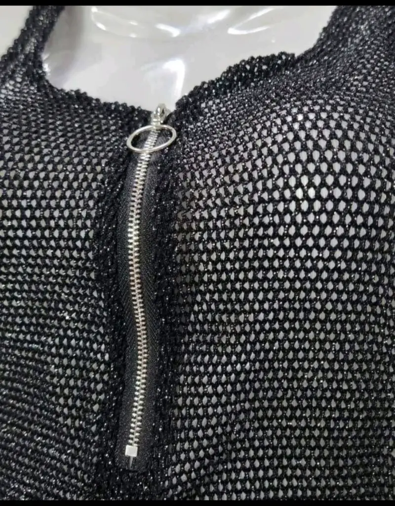 Body de malla con brillitos negro con cierre - 5