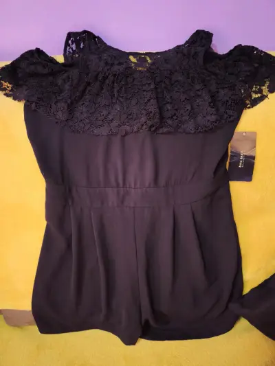 Enterito negro con encaje para mujer - miniatura 1
