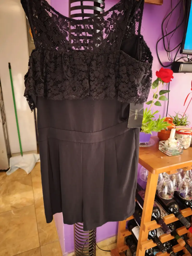 Enterito negro con encaje para mujer - 2