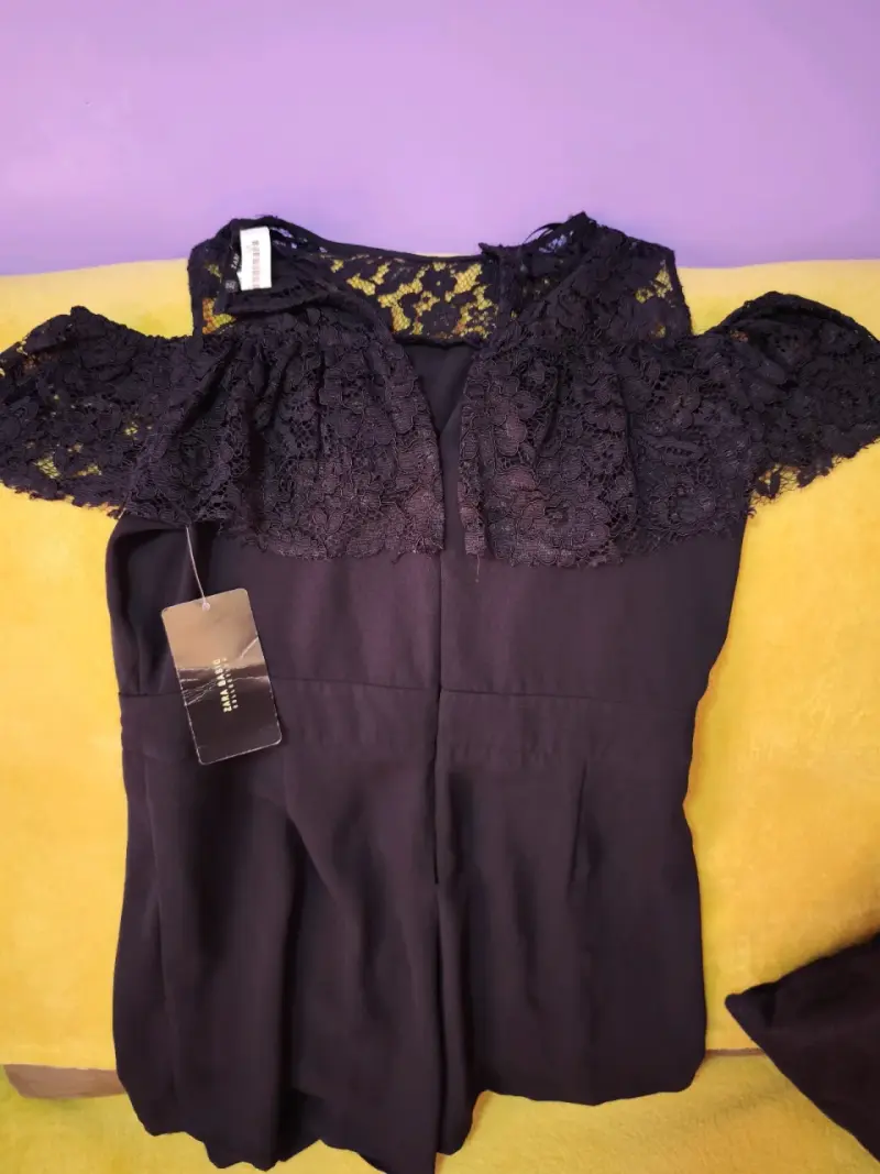 Enterito negro con encaje para mujer - 3
