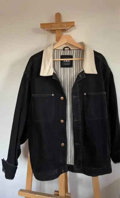 Chaqueta negra de mezclilla Zara - miniatura 1