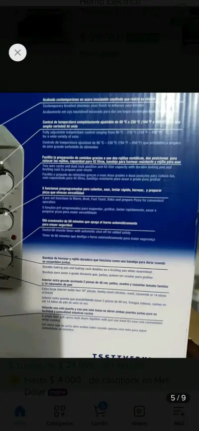 Horno eléctrico de acero inoxidable - miniatura 6