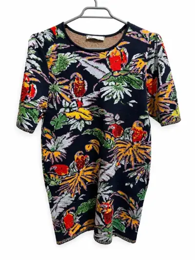 Vestido ZARA estampado tropical de manga corta - miniatura 1