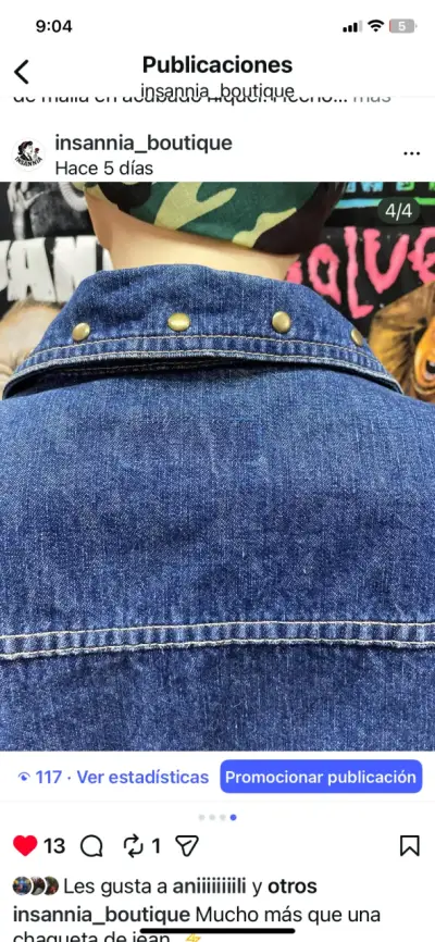 Chaqueta de mezclilla con remaches envej y cadenas - miniatura 4