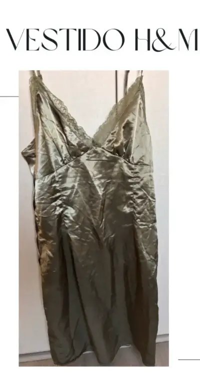 Vestido satinado H&M verde oliva - miniatura 1