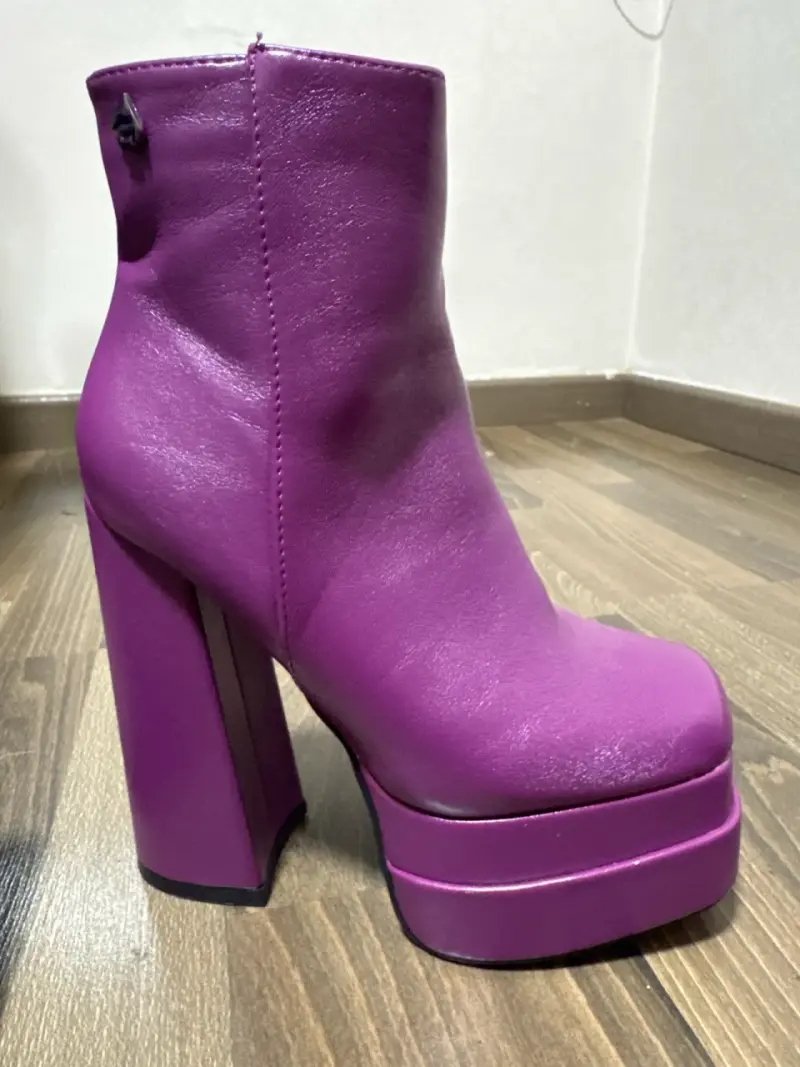 Botines de plataforma morados con hebilla - 3