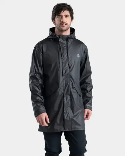 Abrigo impermeable negro para hombre - miniatura 1
