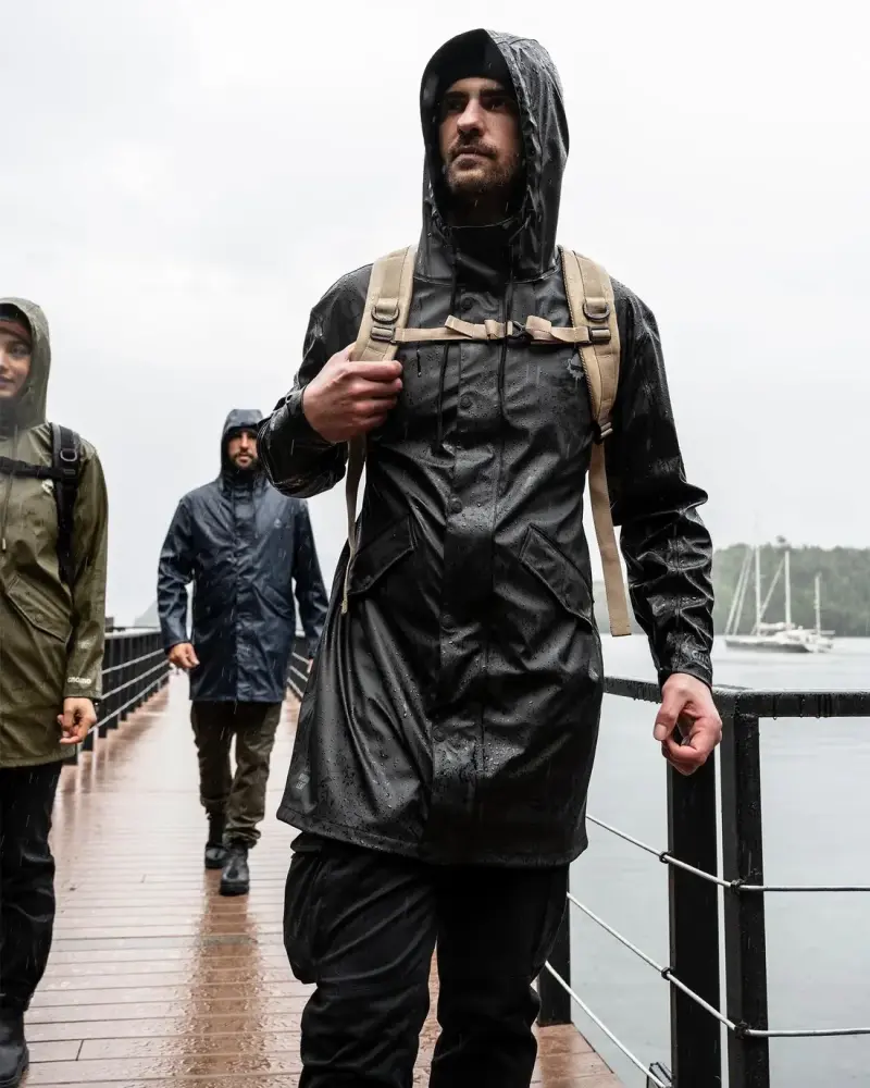 Abrigo impermeable negro para hombre - 3