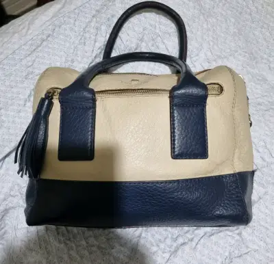 Bolso de cuero bicolor con asas - miniatura 1