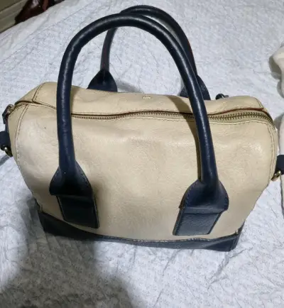 Bolso de cuero bicolor con asas - miniatura 2