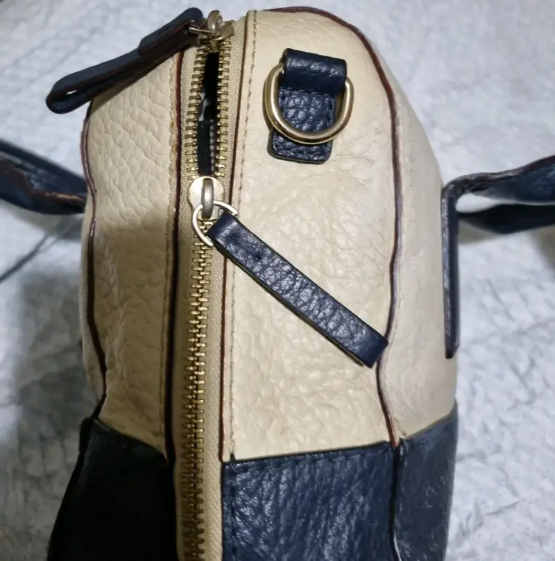 Bolso de cuero bicolor con asas - 3