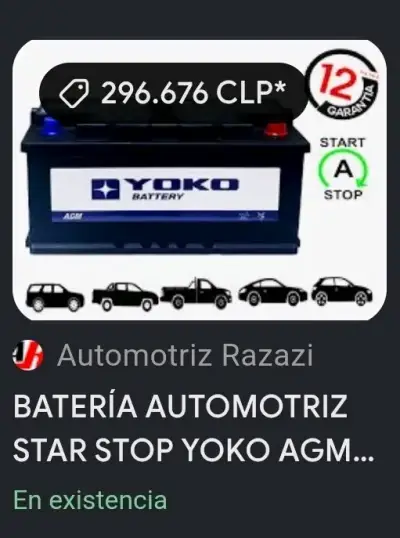 Batería Yoko AGM80 L4 para auto - miniatura 5