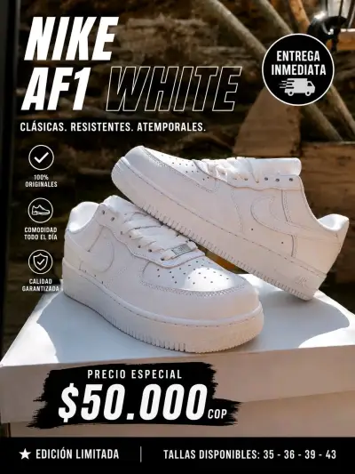 Zapatillas Nike AF1 White clásicas y resistentes - miniatura 1
