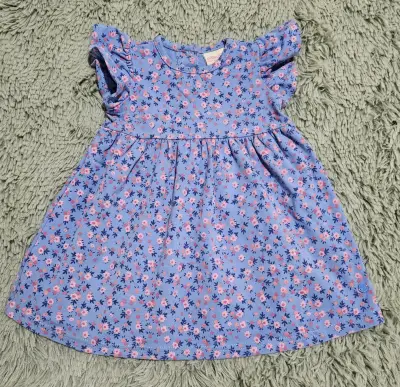 Vestido niña azul con flores - miniatura 1
