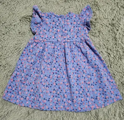Vestido niña azul con flores - miniatura 2