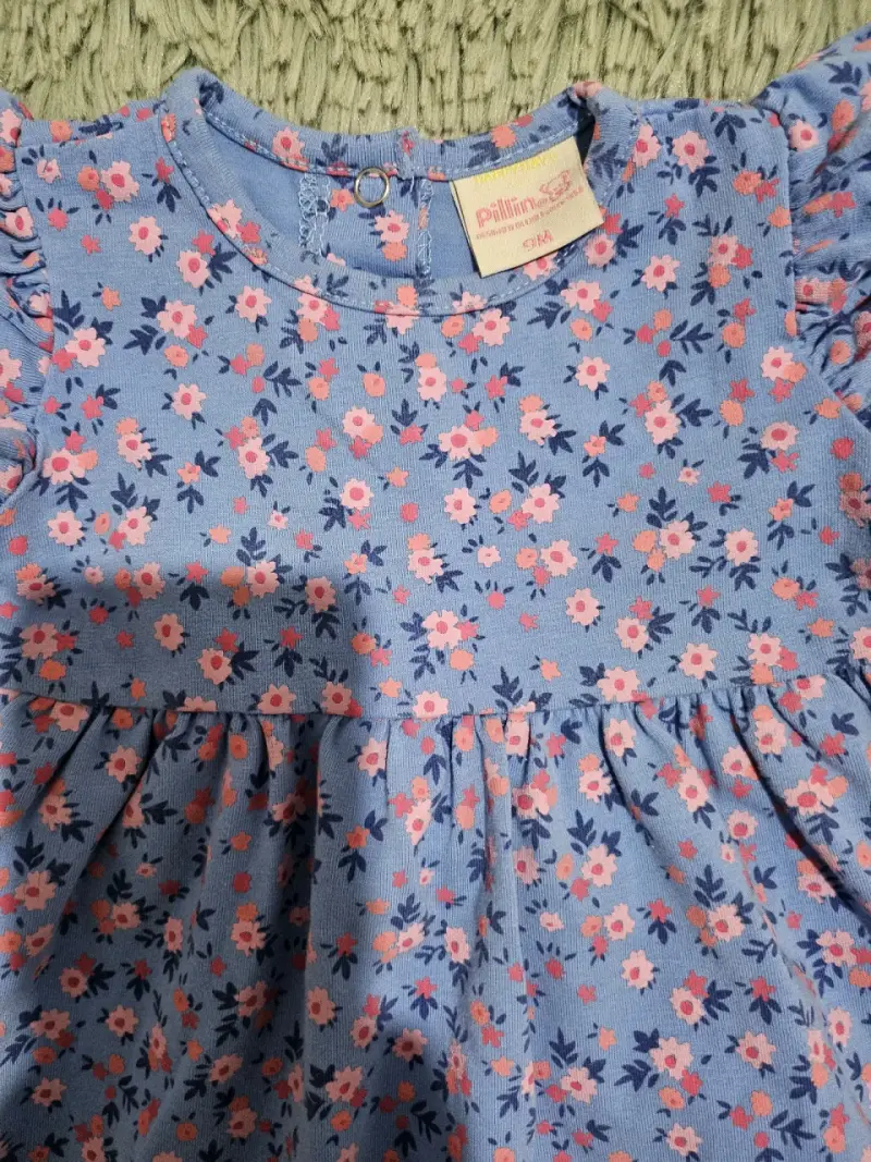 Vestido niña azul con flores - 3