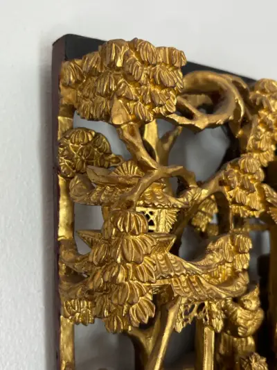 Paneles decorativos de madera tallada dorada - miniatura 2