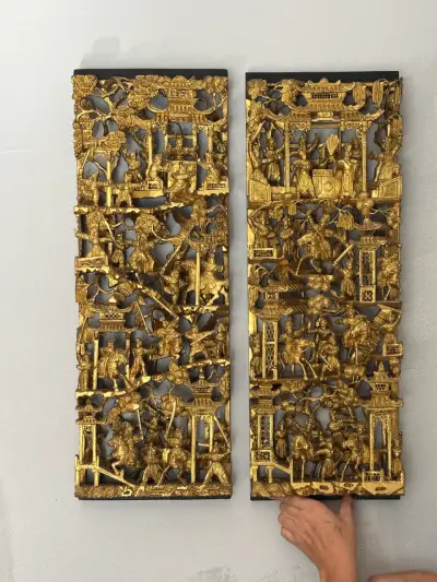 Paneles decorativos de madera tallada dorada - miniatura 3