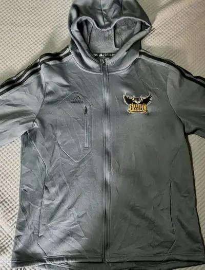Polerón Adidas gris con capucha y logo bordado - miniatura 2
