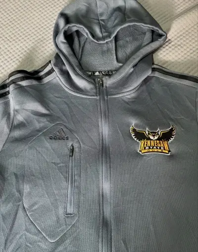 Polerón Adidas gris con capucha y logo bordado - miniatura 3