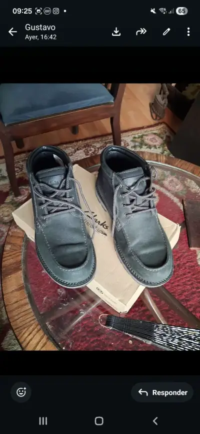 Botines de cuero Clarks negros para hombre - miniatura 1