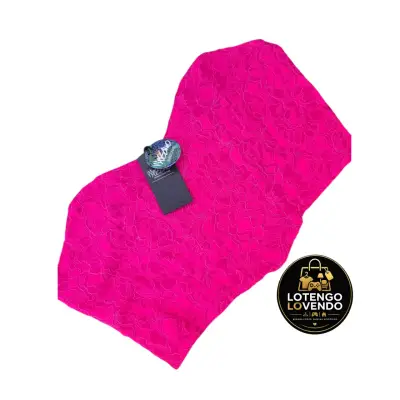 Vestido strapless fucsia con encaje - miniatura 1