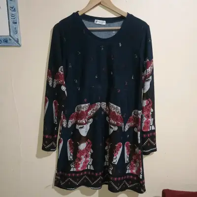 Vestido estampado floral manga larga - miniatura 1