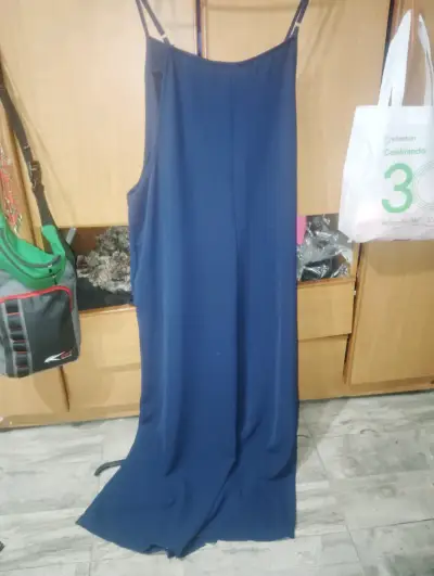 Vestido largo azul con tirantes - miniatura 1