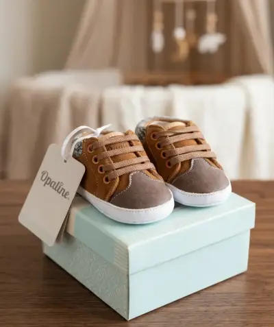 Zapatillas de bebé Opaline marrones - miniatura 1