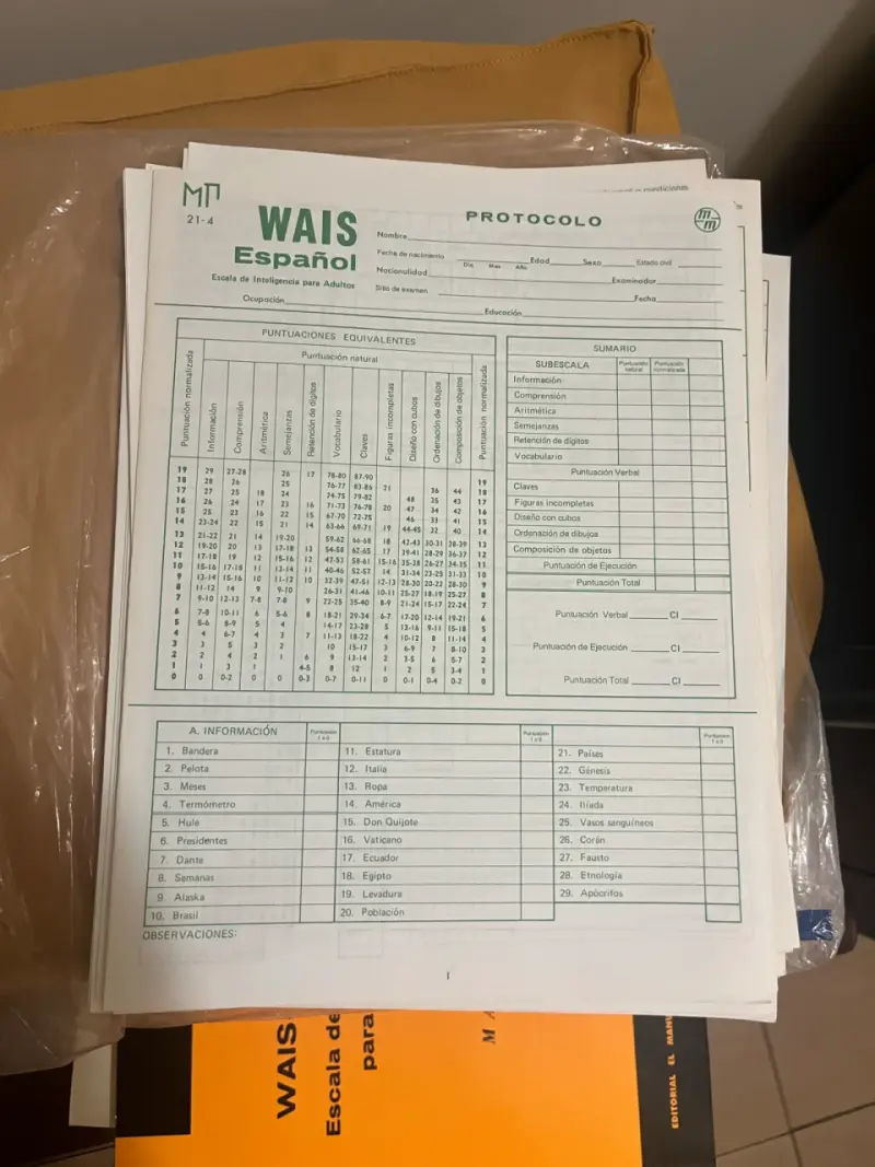 WAIS Español – original, kit completo. - 6