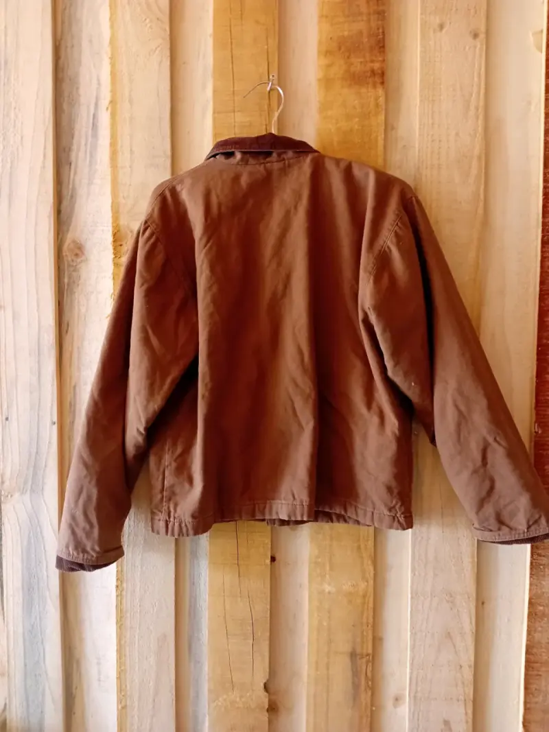 Chaqueta marrón de algodón con cuello - 2