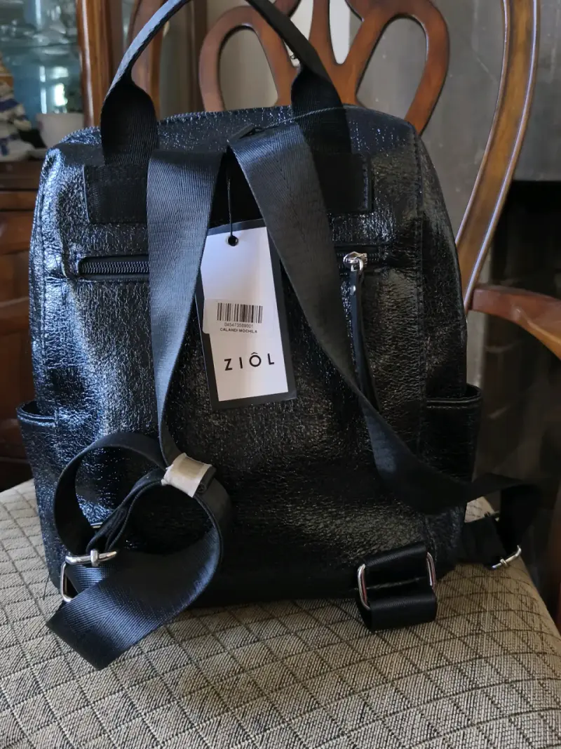 Mochila negra de cuero Ziol - 2