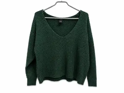 Suéter verde de punto grueso Lana talla M - miniatura 1