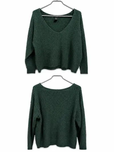 Suéter verde de punto grueso Lana talla M - miniatura 2