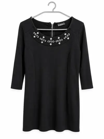 Vestido negro con detalles brillantes - miniatura 1