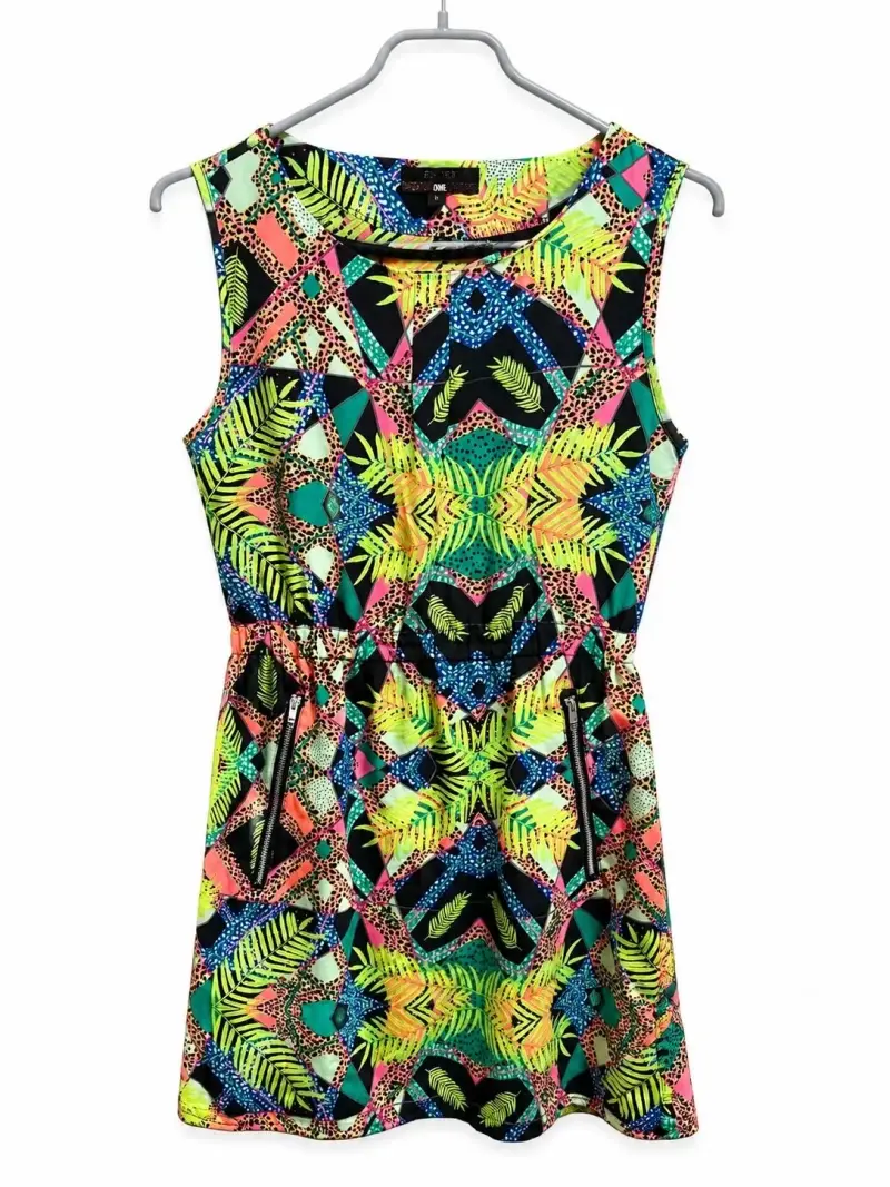 Vestido estampado tropical foster - 3