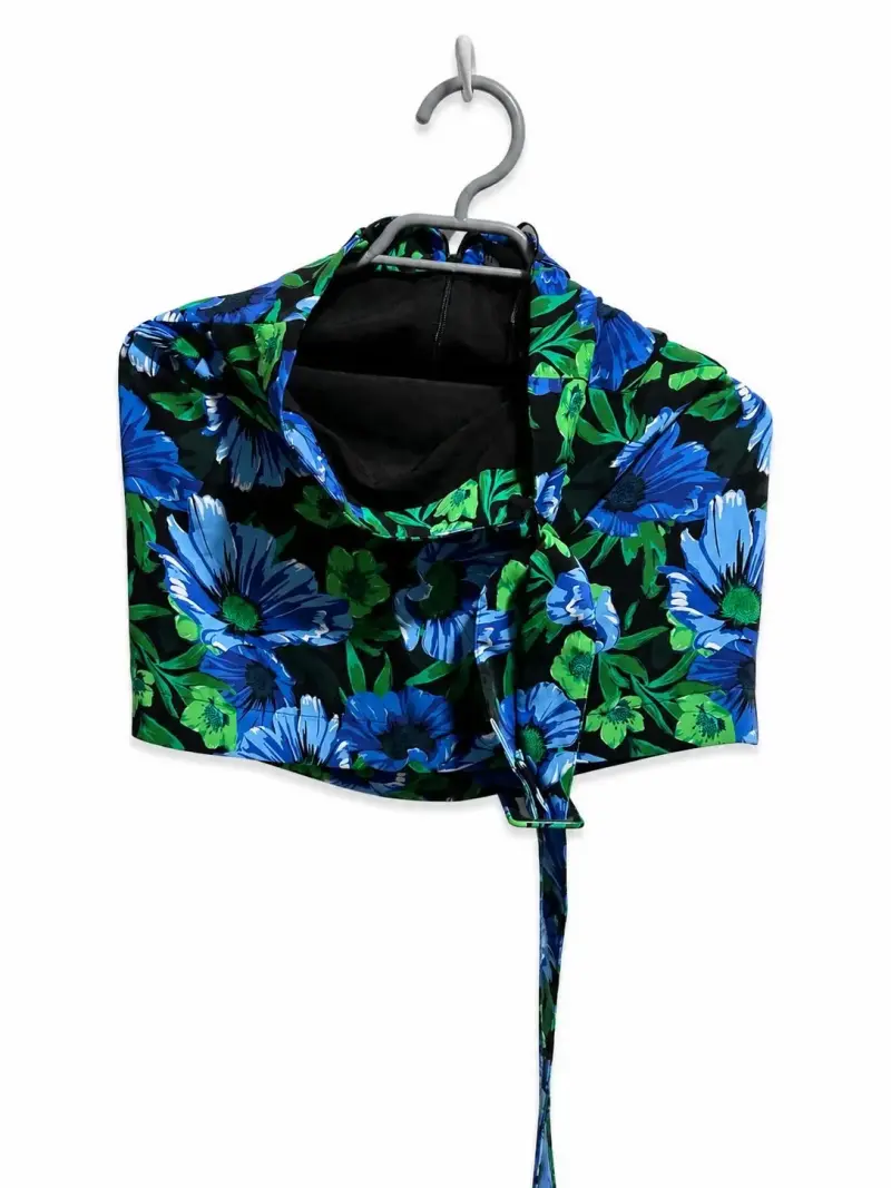 Falda corta floral azul y verde TALLA XS