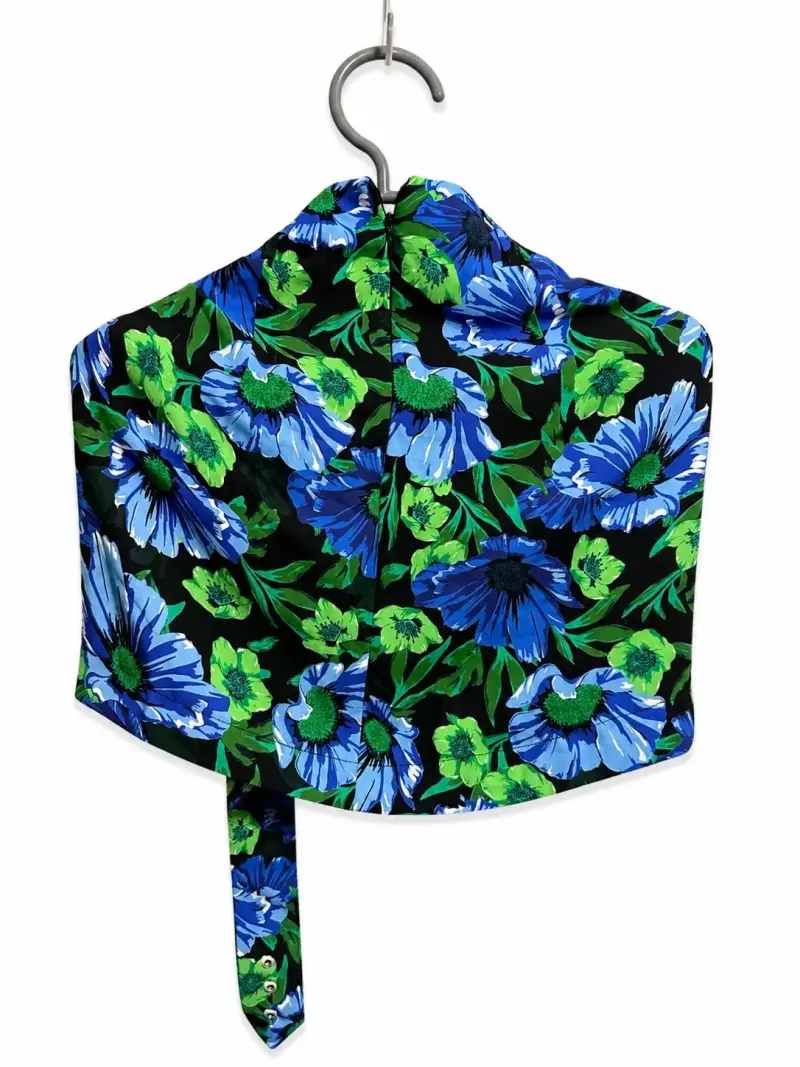 Falda corta floral azul y verde TALLA XS - 2