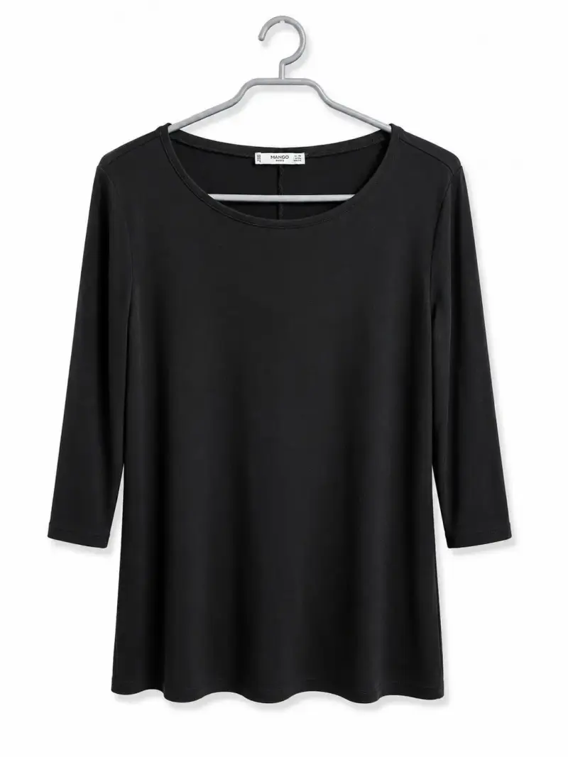 Vestido negro de manga larga Mango