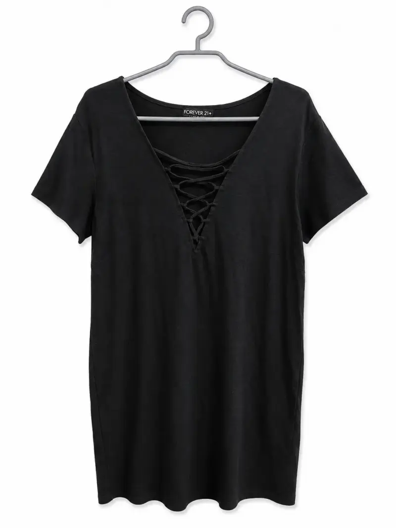Vestido negro Forever 21 con escote cruzado