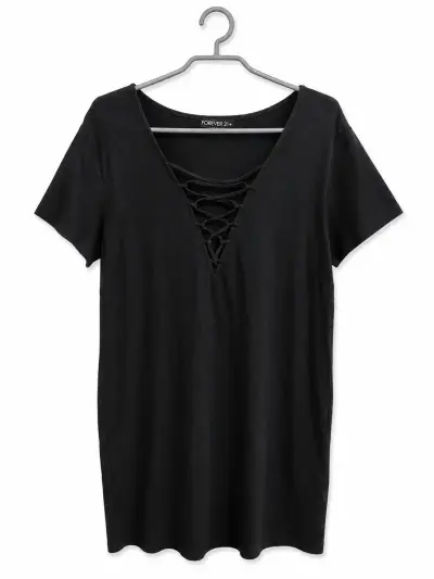 Vestido negro Forever 21 con escote cruzado - miniatura 1