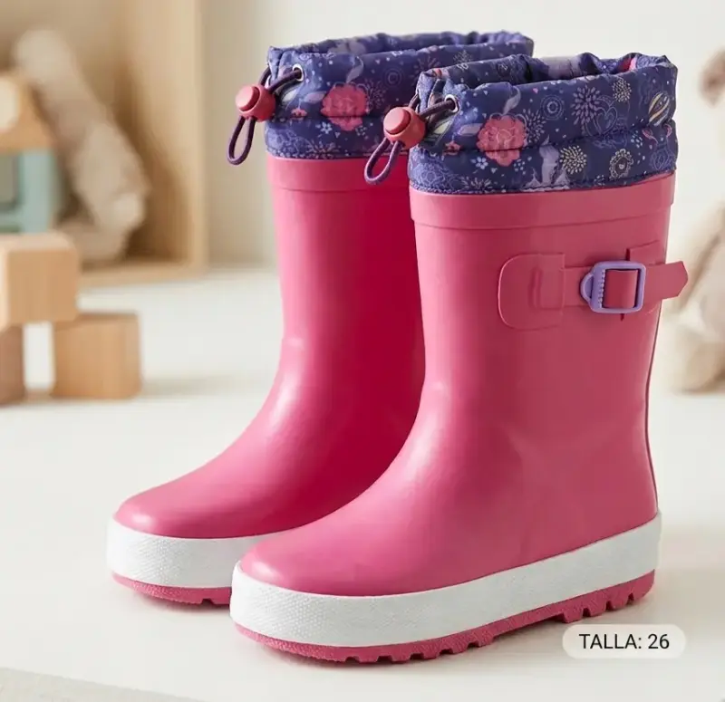 Botas de lluvia infantiles rosadas 26 - 2