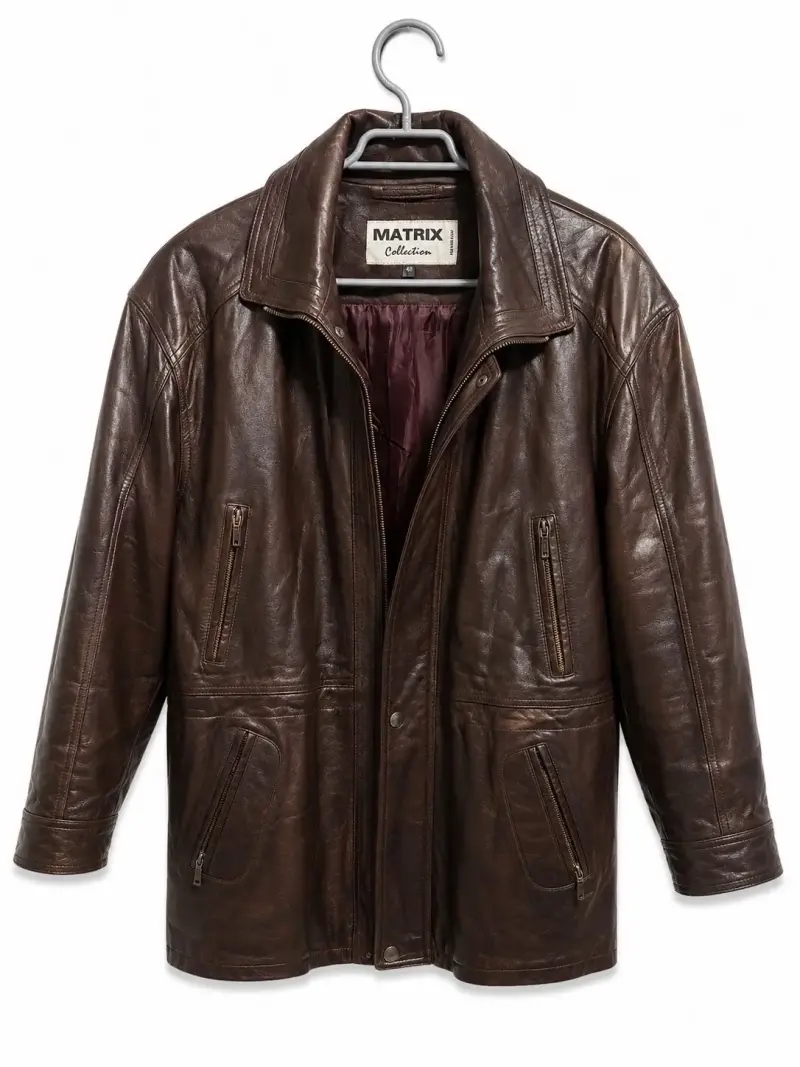 Chaqueta de cuero marrón Matrix Collection