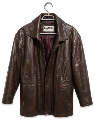 Chaqueta de cuero marrón Matrix Collection - miniatura 1
