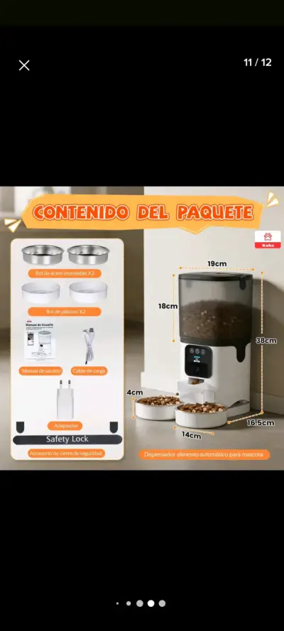 Dispensador automático de alimento para mascotas - miniatura 1