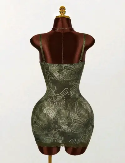 Vestido ajustado verde con encaje - miniatura 2